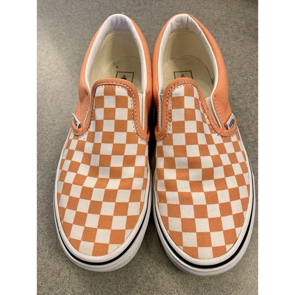 VANS - Size 4 Youth - Checkerboard Slip On Sneakers - Orange/White - Picture 3 of 8